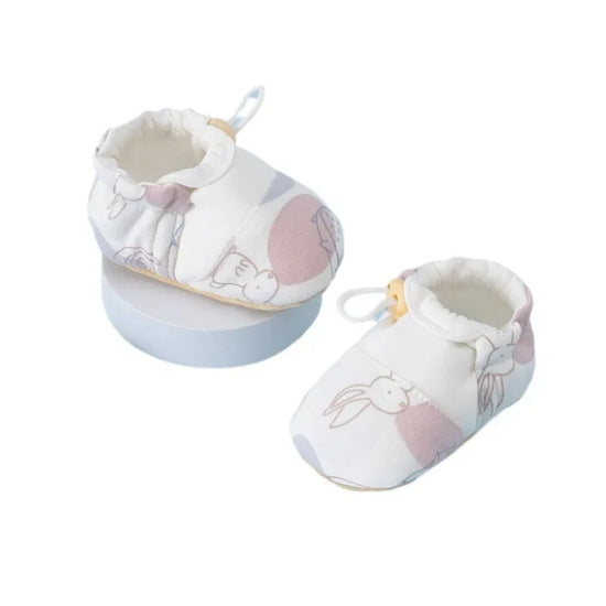 Infant Cotton Booties – Animal Print & Pattern Drawstring Baby Shoes - non slip