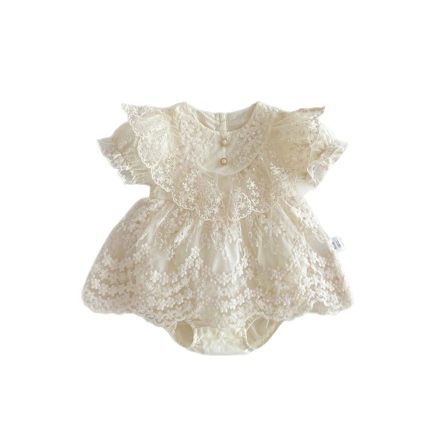 Baby Girl Cream Lace Romper | Newborn Princess Dress Outfit