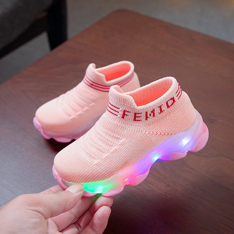 Kids Casual LED Light Sneaker, Sports Shoes Luminous Socks Shoes Cozy Young Children Girl Boys Shoes