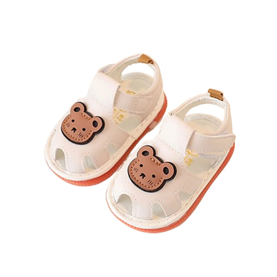 Non-Slip Baby First Walking Shoes – Summer Squeaky Sandals with Cute Bear Design