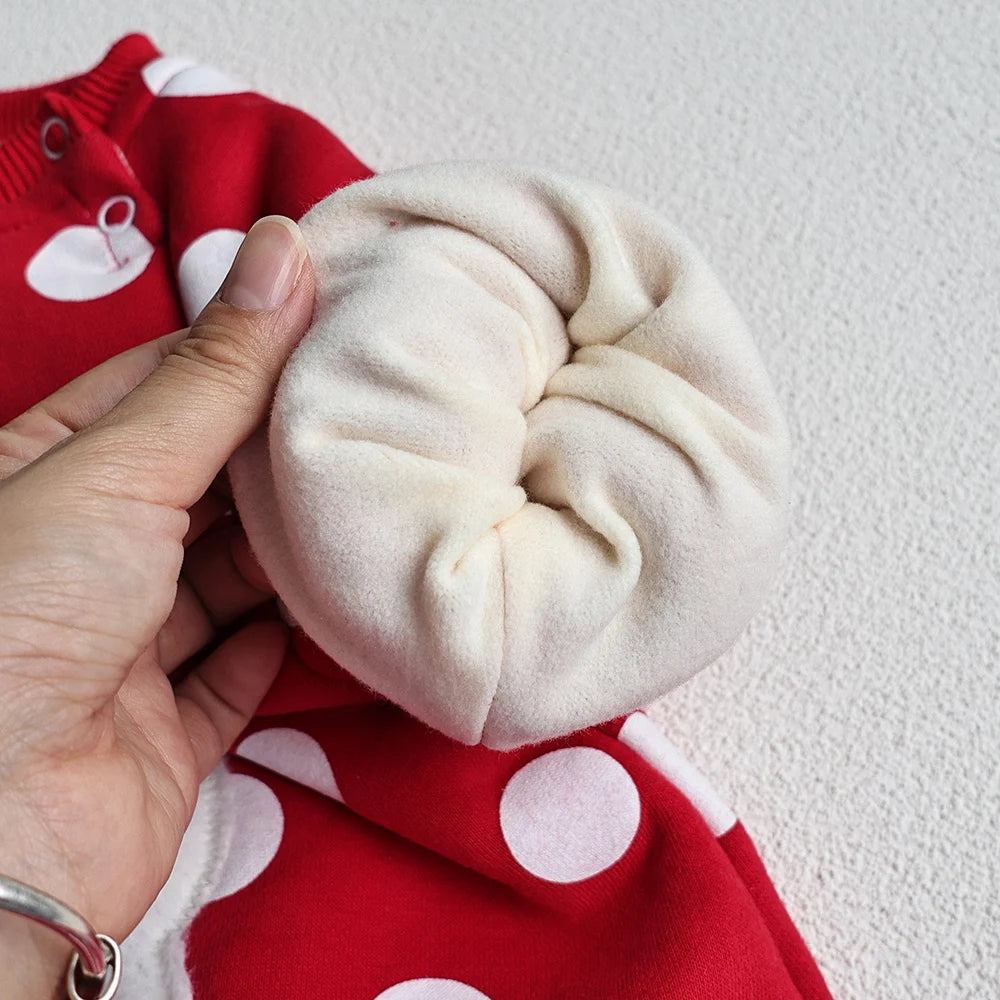 Polka Dot Baby Santa Romper – Perfect for Holiday Cheer!