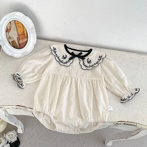 Baby Girl Lace Romper | Newborn Vintage Design Outfit