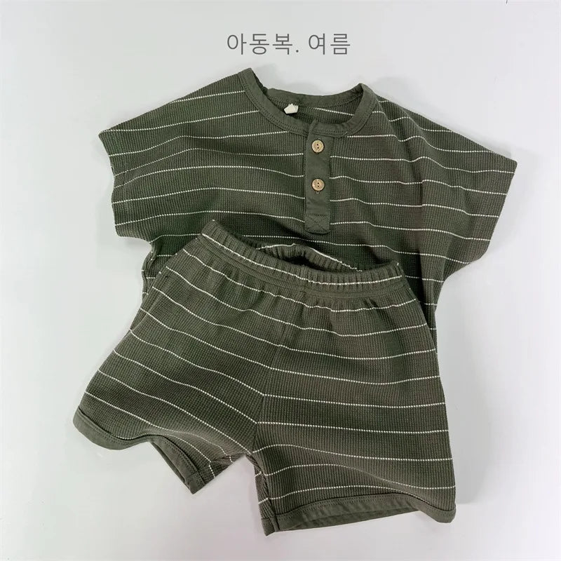 Toddler Striped Outfit Set | Baby Boy Summer T-Shirt & Shorts Set