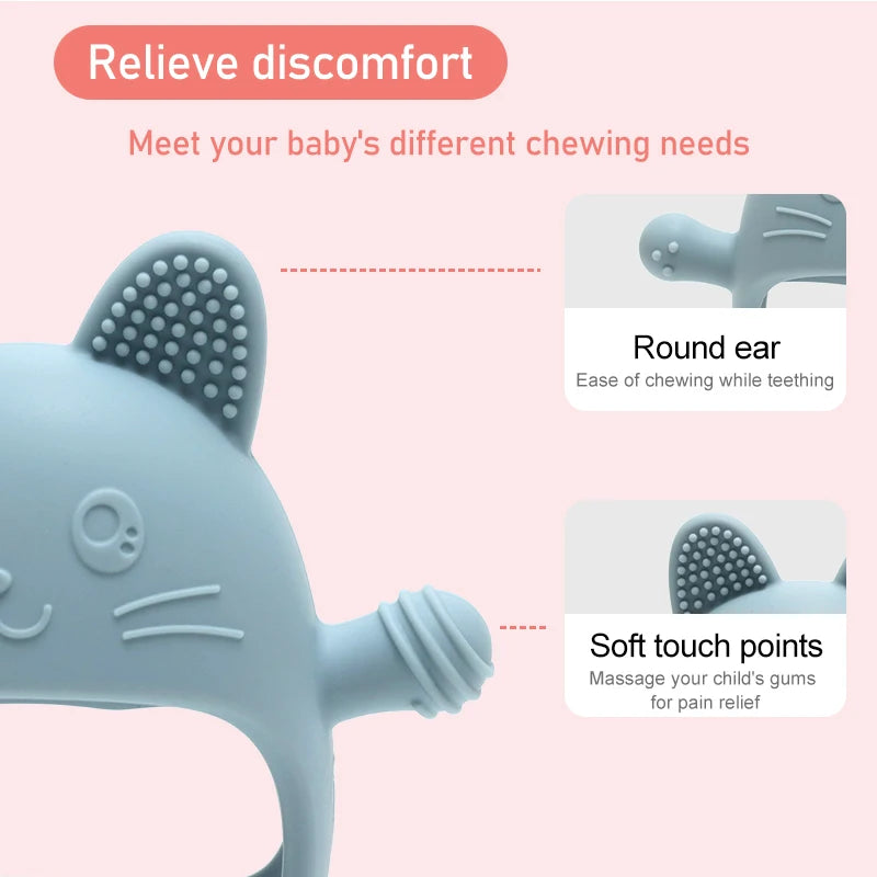 Food Grade Baby Silicone Gloves Teether Soys Pacifiers Kids Teething Toys Newborn Dental Care Gums Molar Stick Baby Items