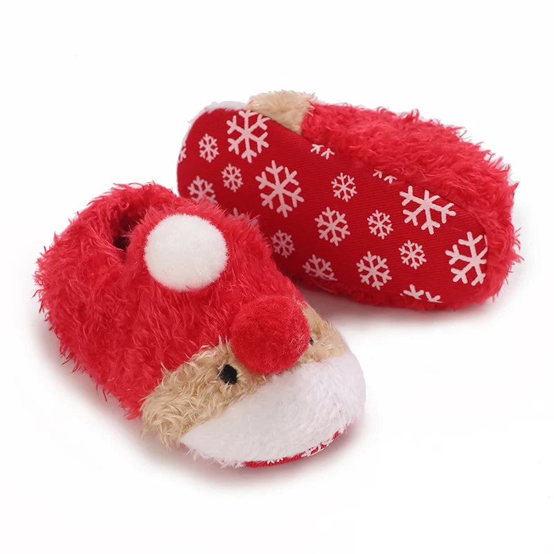 Infant Newborn Booties Santa Foot Socks Baby Christmas Boots Lovely Snowflake Santa Design Winter Warm Slippers Anti-Slip Shoes