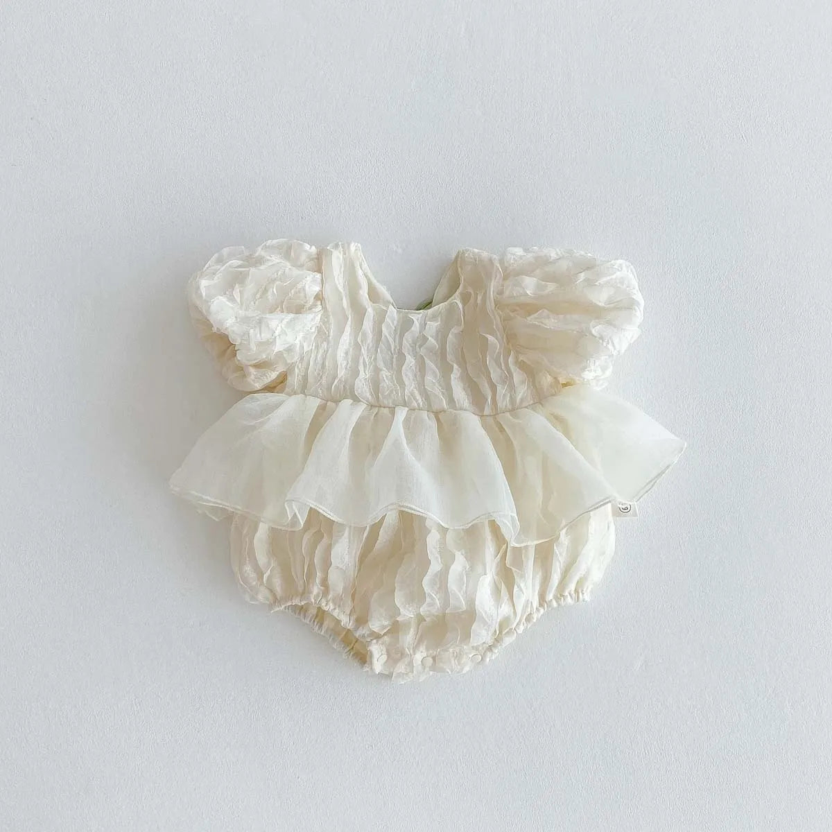 Baby Girl Peplum Tulle Dress Romper | Ruffle Puff Sleeve Outfit