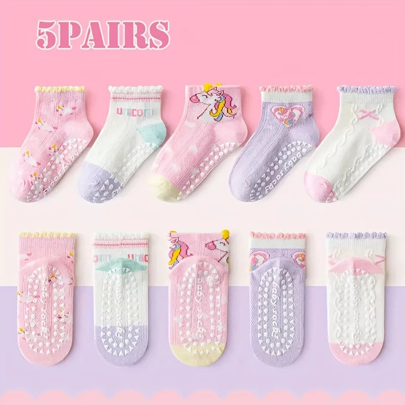 5-Pack Non-Slip Baby Socks | Cute Grip Socks for Infants & Toddlers