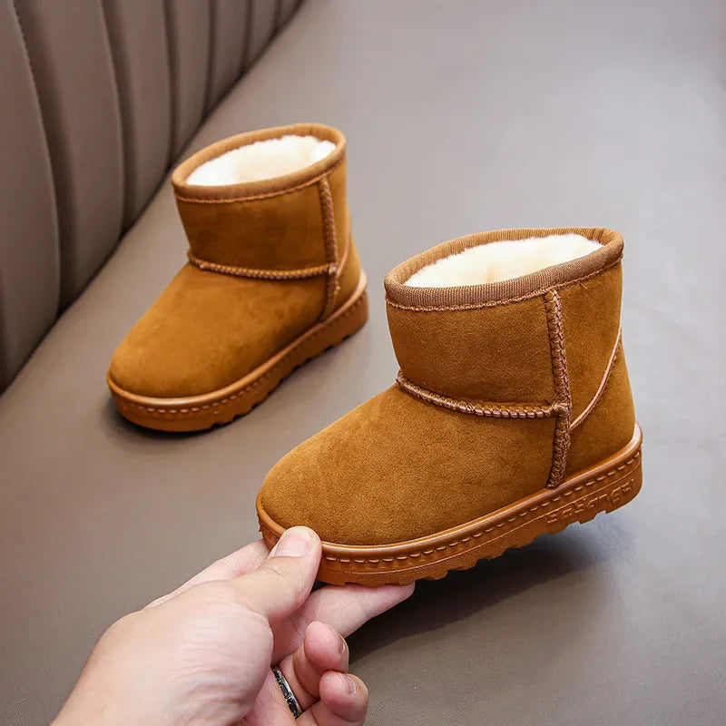 Children Snow Boots Winter Cute Warm Fashion Anti Slip Shoes Kids Boys Girls Leisure Thick Fur Platform Flat Short Boot Sneakers