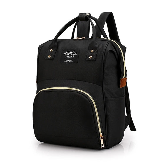 Large Capacity Canvas Mummy Bag – Baby Bottle Insulated Diaper Backpack for Travel