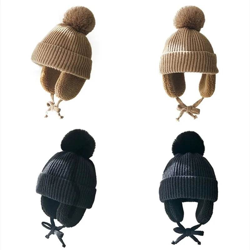 Big Pom-Pom Beanie with Earflaps