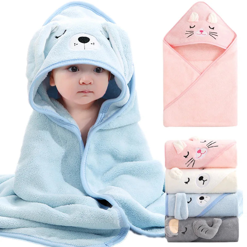 Soft Hooded Baby Bath Towel & Blanket - Cartoon Animal Design