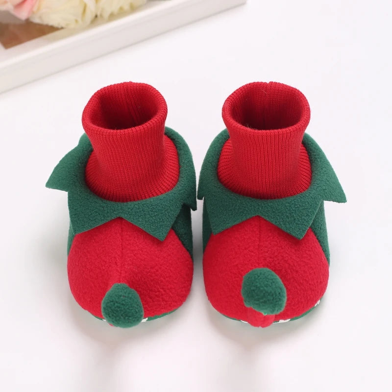 Infant Newborn Booties Santa Foot Socks Baby Christmas Boots Lovely Snowflake Santa Design Winter Warm Slippers Anti-Slip Shoes