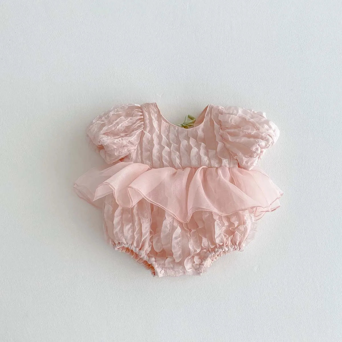 Baby Girl Peplum Tulle Dress Romper | Ruffle Puff Sleeve Outfit
