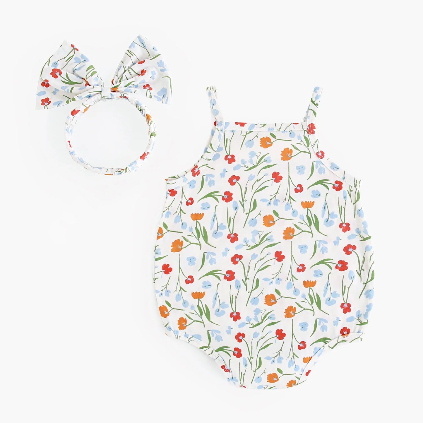 Baby Girl Floral Romper | Summer Infant Bodysuit with Headband