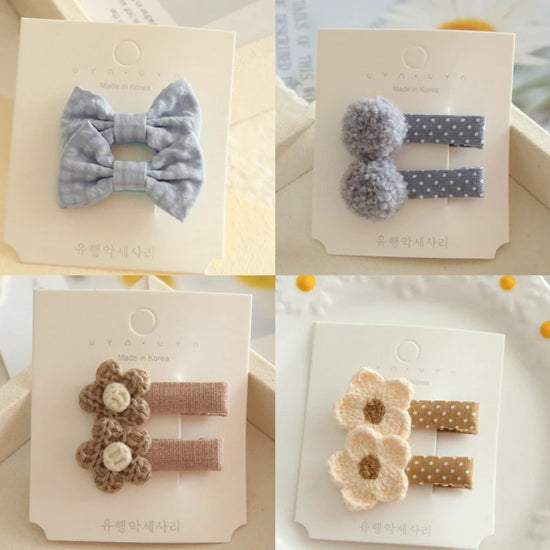 Baby Girl Hair Bows Set – Soft Fabric Clips for Newborns & Toddlers | Neutral & Floral Infant Hair Accessories (Copy)