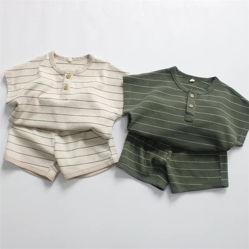 Toddler Striped Outfit Set | Baby Boy Summer T-Shirt & Shorts Set