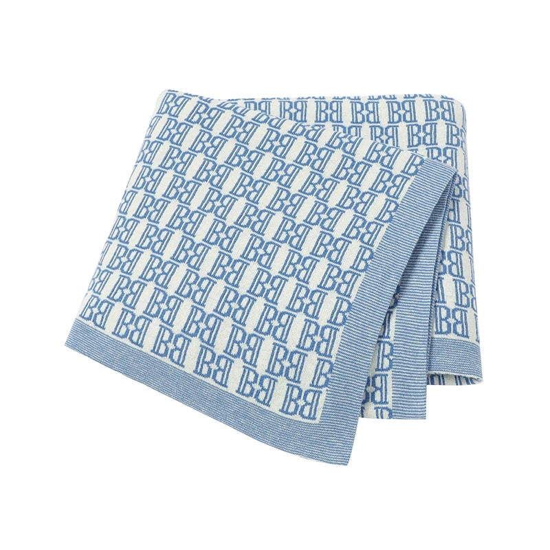 Newborn Baby Knitted Blanket | Soft Checkered Stroller & Bed Cover 100x80cm