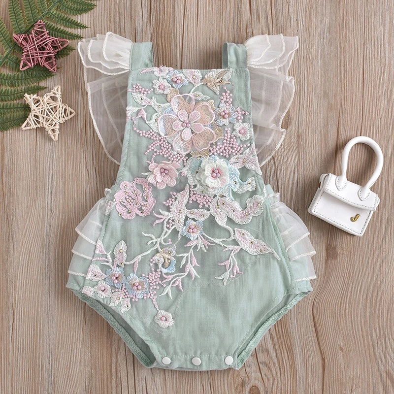 Baby Lace Romper Dress | Newborn Princess Outfit Toddler Party Dress