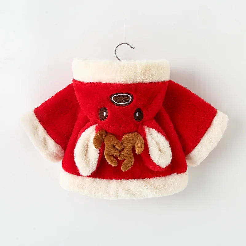 Christmas Baby Hooded Plush Coat