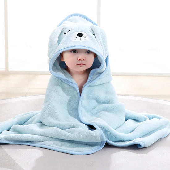 Soft Hooded Baby Bath Towel & Blanket - Cartoon Animal Design