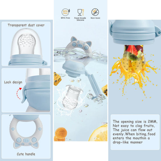 8-Piece Silicone Baby Fruit & Veggie Feeder Set | BPA-Free Pacifier with Handle | Perfect for Teething & Holiday Gifting