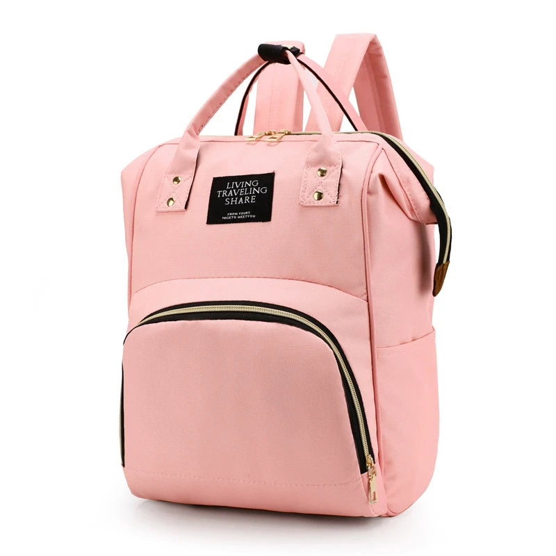 Large Capacity Canvas Mummy Bag – Baby Bottle Insulated Diaper Backpack for Travel