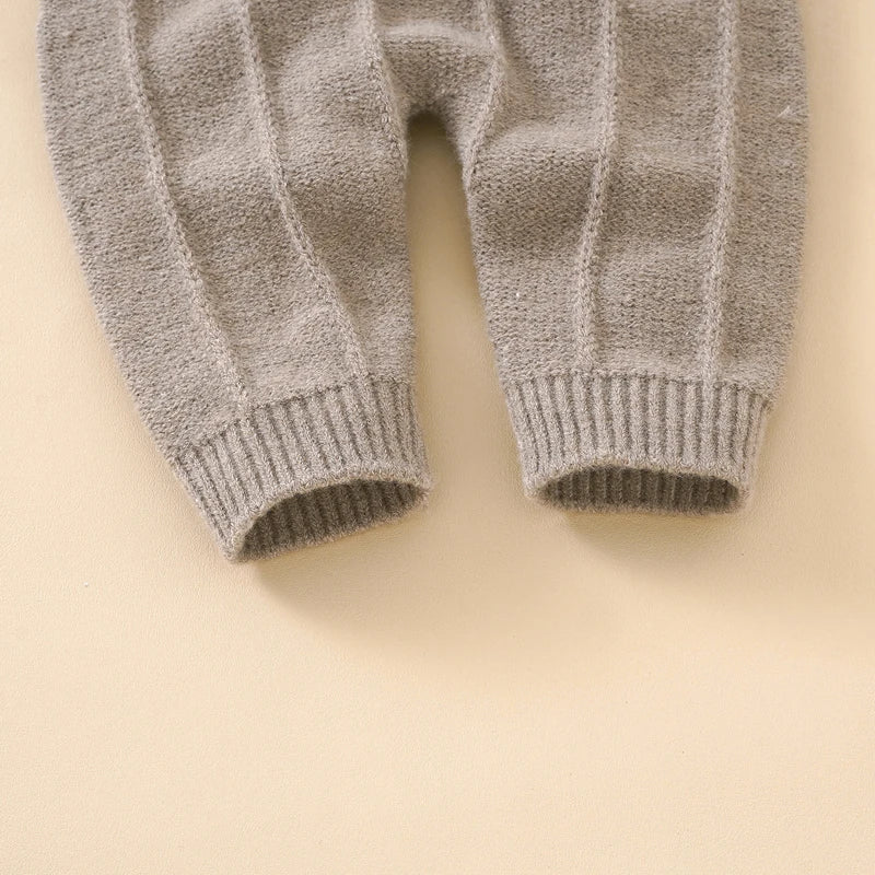 Baby Boy Knit Outfit Set | Winter Jumpsuit with Hat