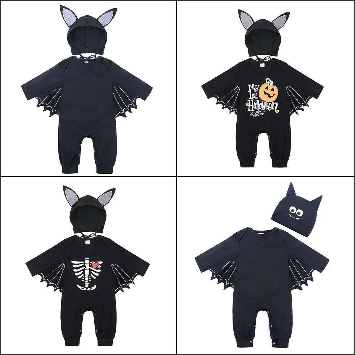 Baby Bat Halloween Costume Romper with Hat – First Halloween Outfit