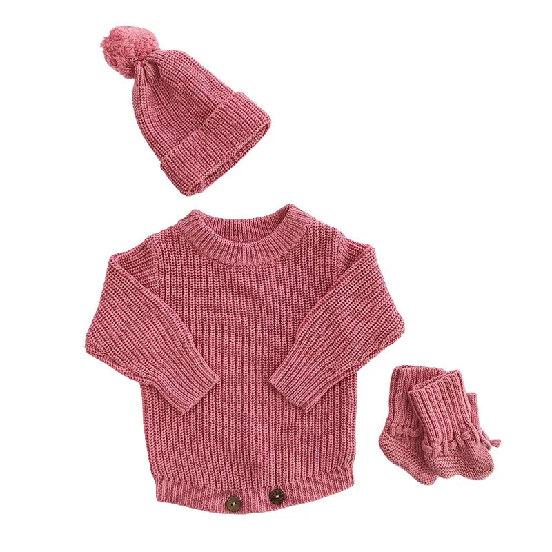 Personalized Baby Knit Sweater Romper Set with Name | Custom Newborn Outfit