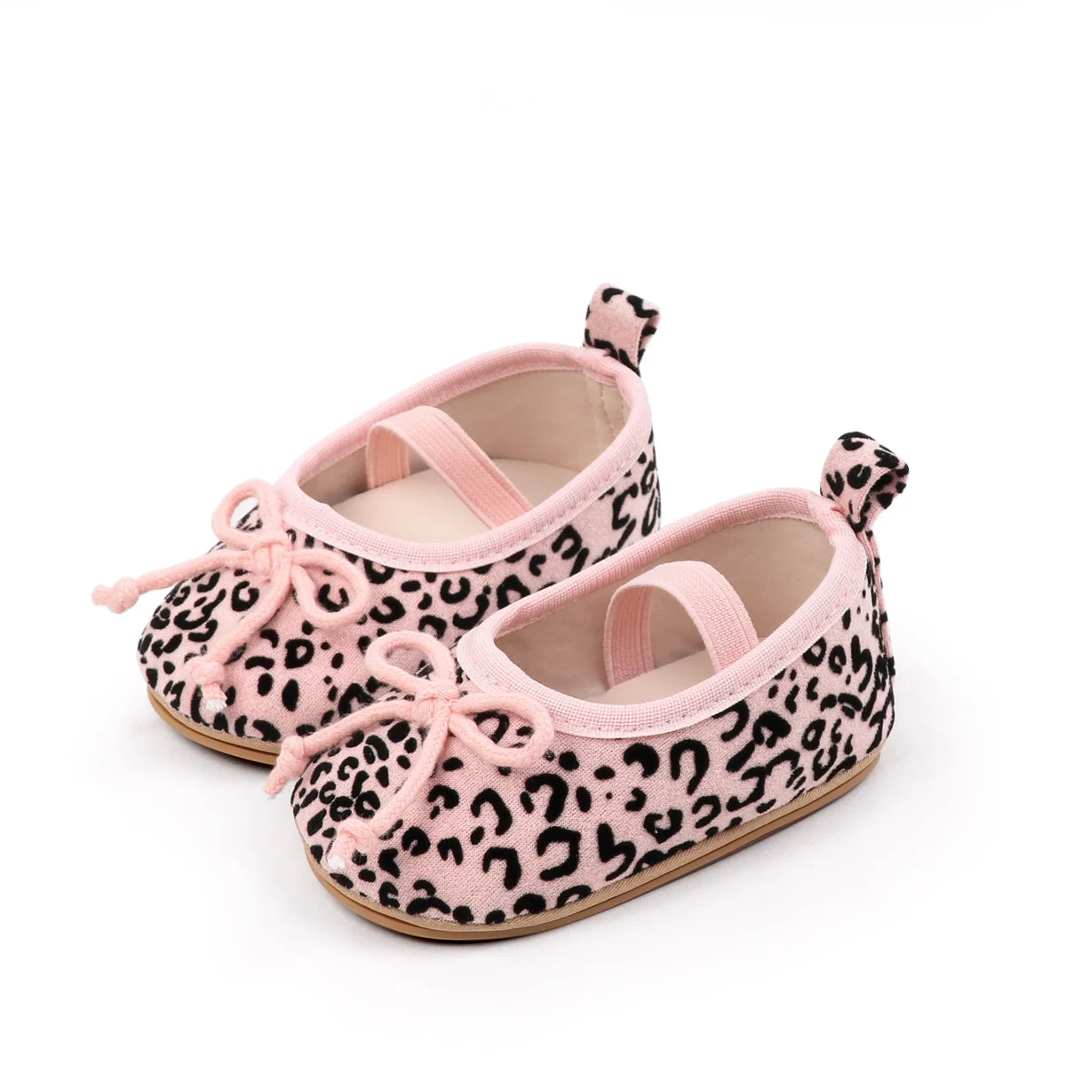 Baby Girl Leopard Print Ballet Flats – Soft Sole Bow Mary Jane Shoes