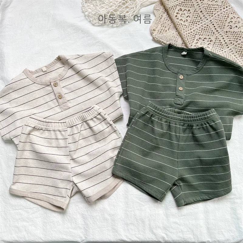 Toddler Striped Outfit Set | Baby Boy Summer T-Shirt & Shorts Set