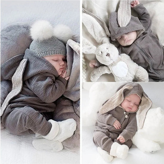 Adorable Baby Bunny Ear Hooded Romper