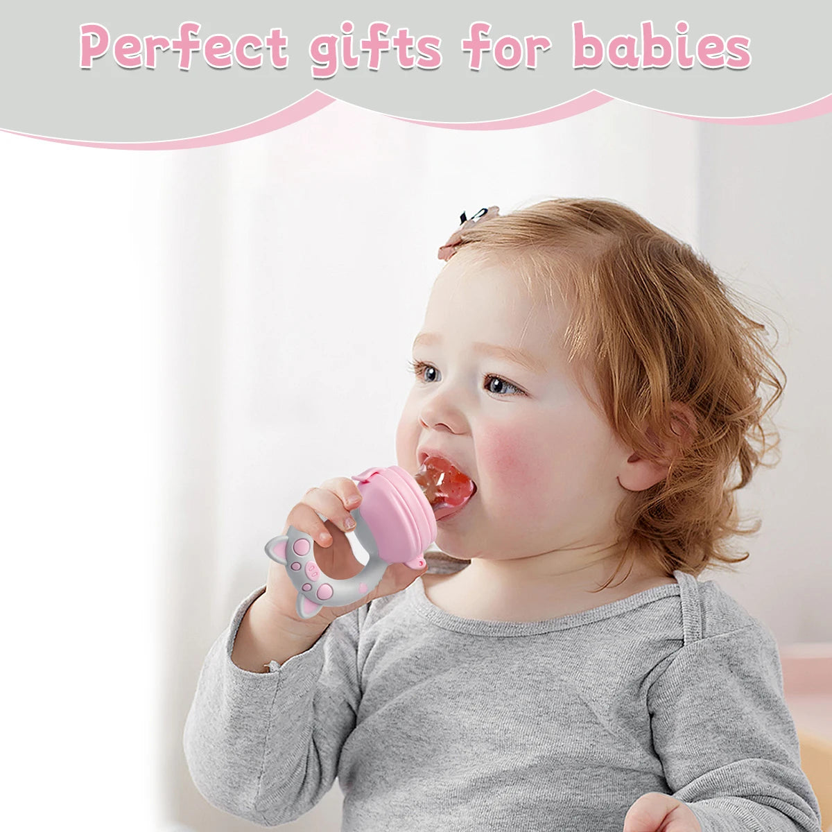 8-Piece Silicone Baby Fruit & Veggie Feeder Set | BPA-Free Pacifier with Handle | Perfect for Teething & Holiday Gifting