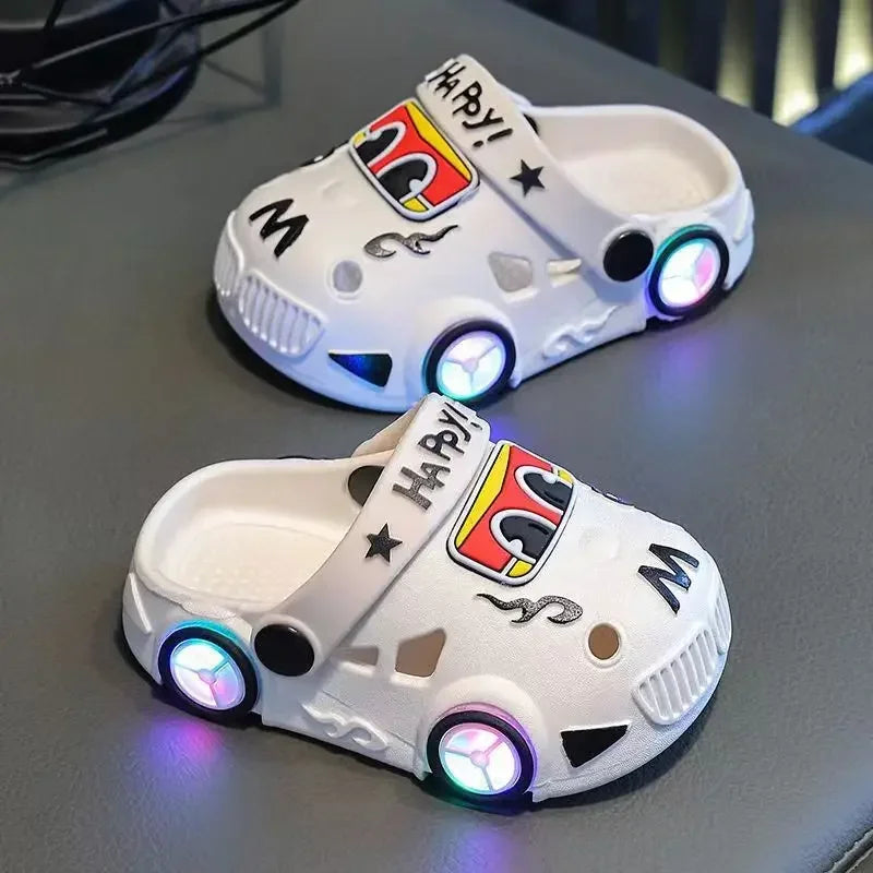 Kids Light-Up Car Clogs – Cartoon Vehicle Sandals for Boys & Girls