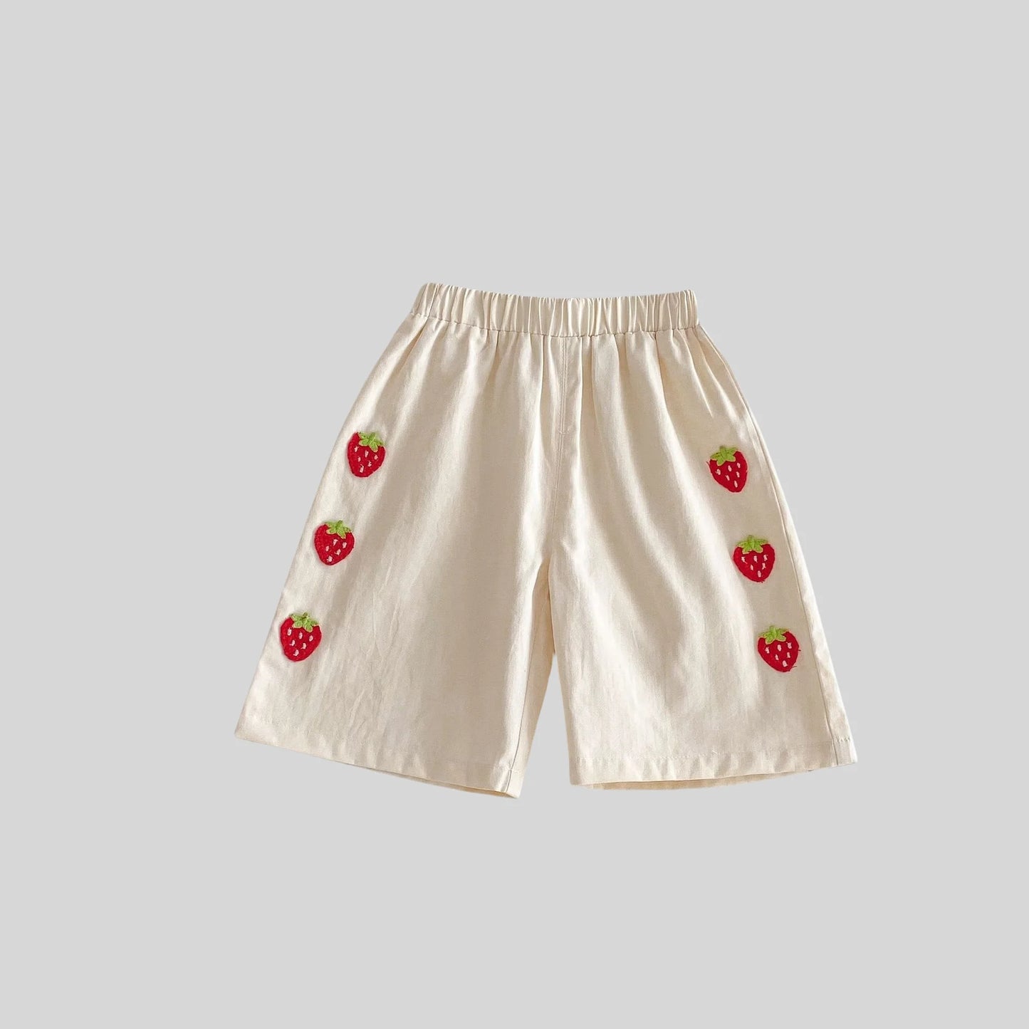 Toddler Strawberry Outfit Set | Knit Top & Shorts Summer Baby Clothes