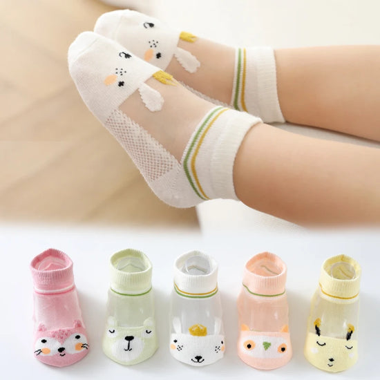5 Pairs Kids Cotton Socks – Breathable Spring & Summer Socks for Girls and Boys