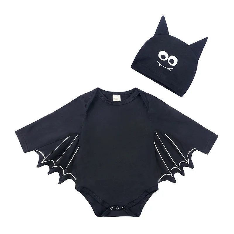 Baby Bat Halloween Costume Romper with Hat – First Halloween Outfit