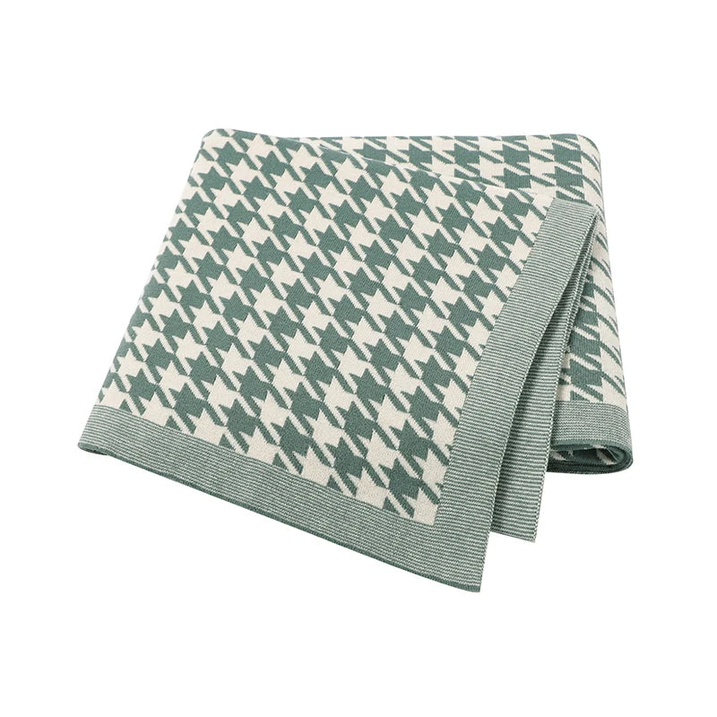 Newborn Baby Knitted Blanket | Soft Checkered Stroller & Bed Cover 100x80cm