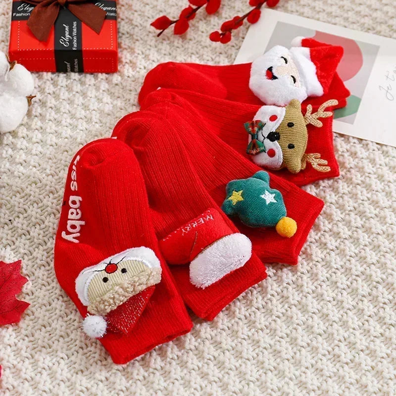 Festive Baby Christmas Socks - Warm, Non-Slip Winter Sock