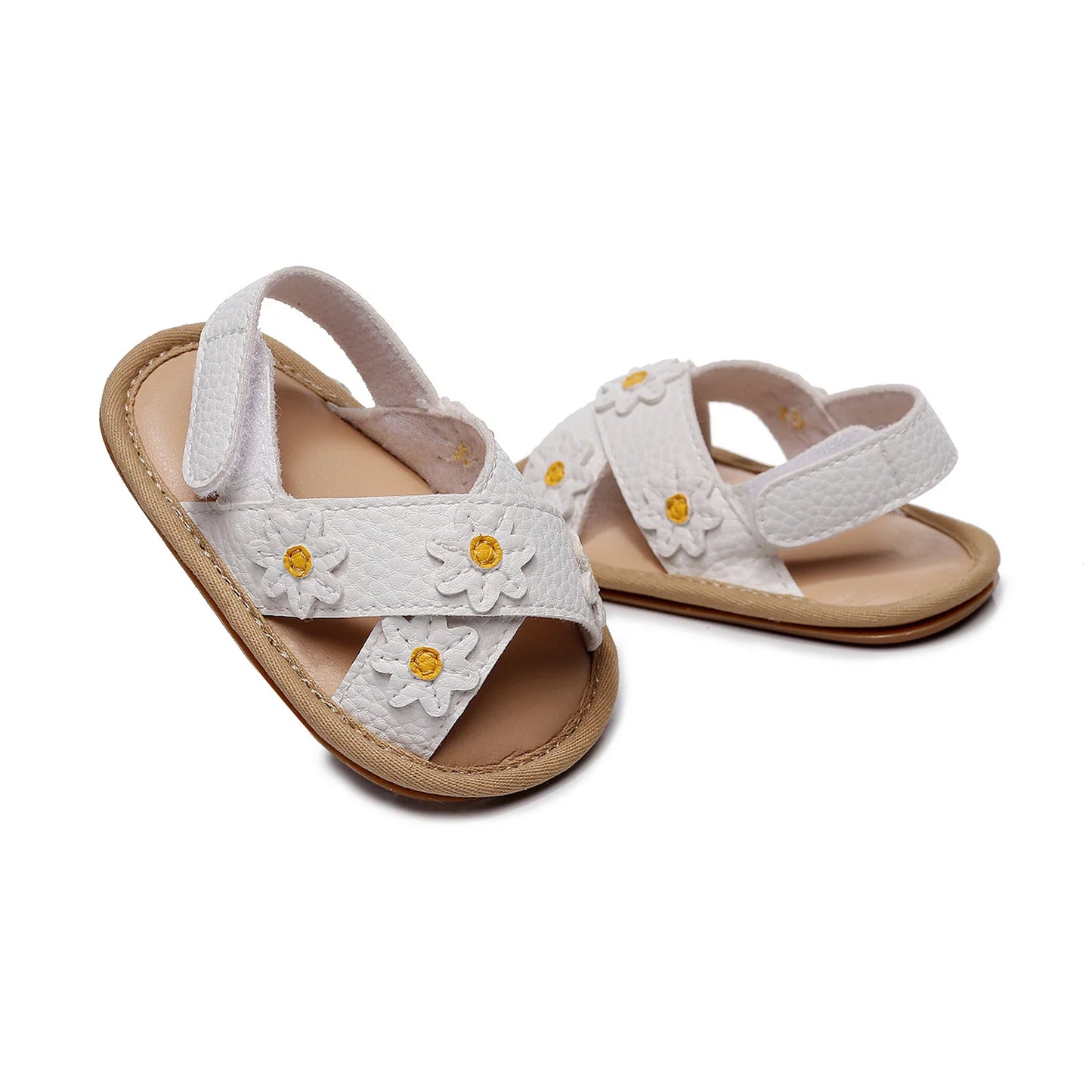 Baby Girl Daisy Sandals | Soft Sole Floral First Walker Shoes | Toddler Summer Sandals (0–24 Months)