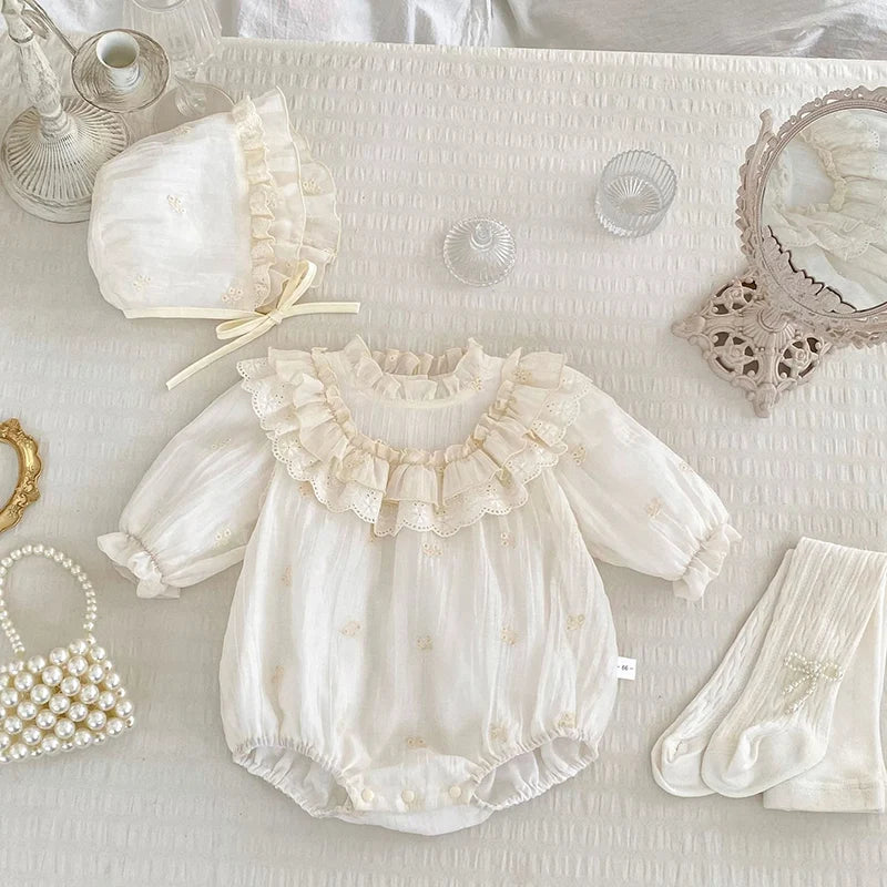 Baby Girl Lace Romper | Newborn Vintage Princess Outfit