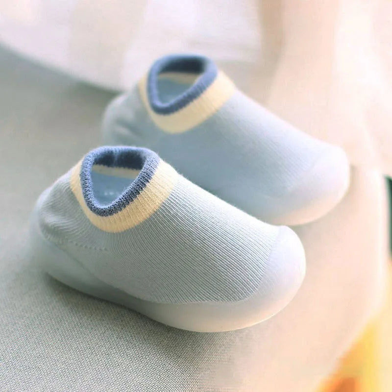 Baby First Walker Shoes, Knit Booties with Rubber Non-Slip Sole, Soft Indoor Floor Shoes for Boys & Girls
