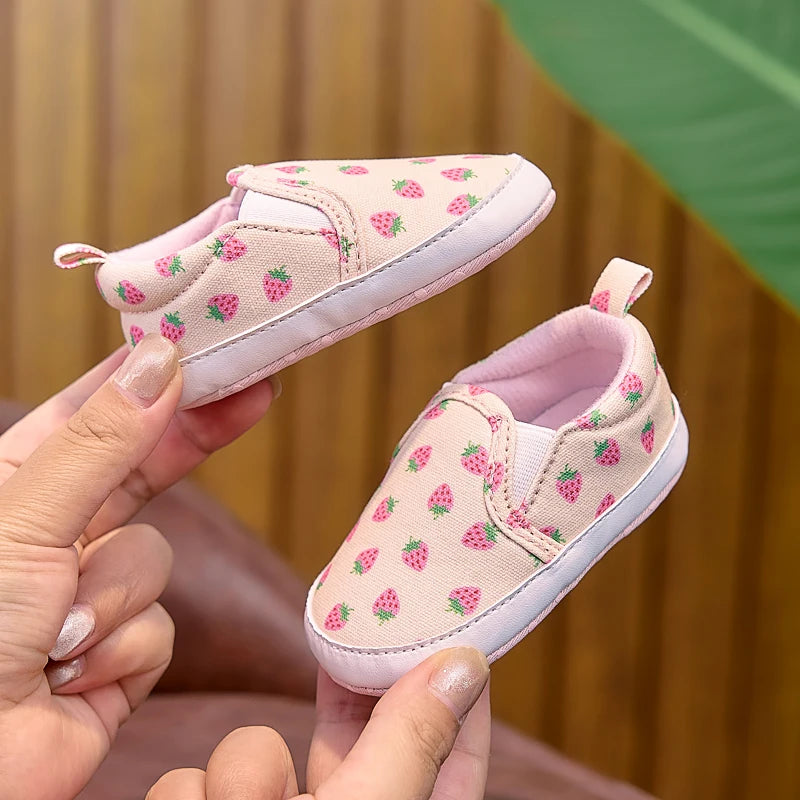 Baby Fruit Print Slip-On Shoes – Soft Sole First Walker Sneakers