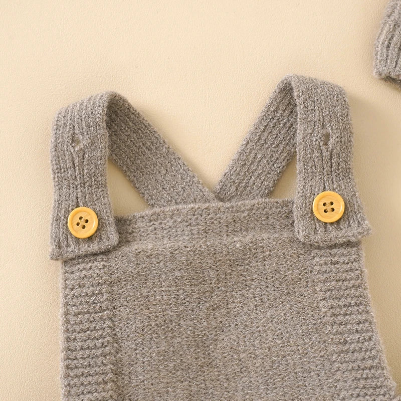 Baby Boy Knit Outfit Set | Winter Jumpsuit with Hat