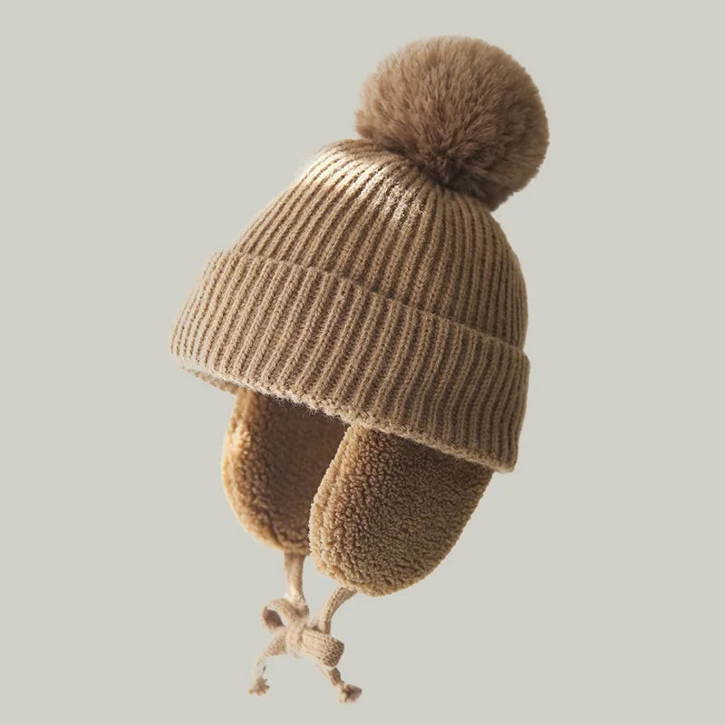 Big Pom-Pom Beanie with Earflaps