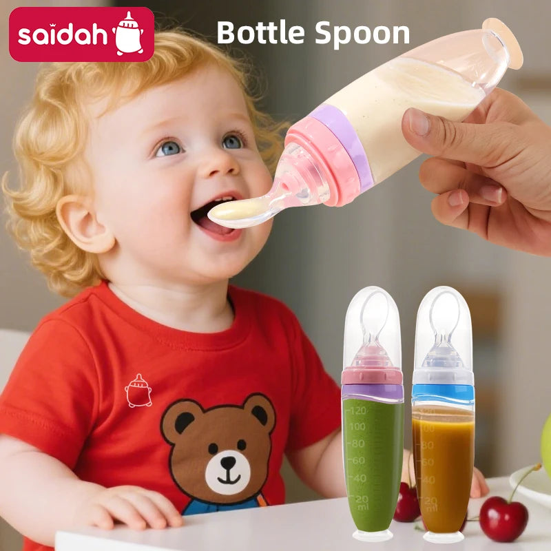 Baby Silicone Squeeze Feeder with Detachable Spoon