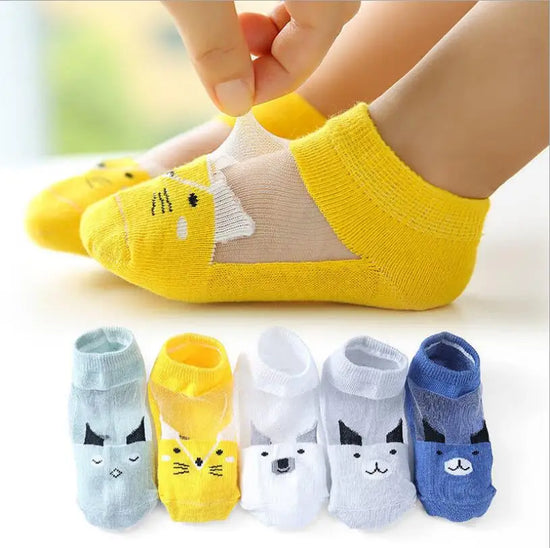 5 Pairs Kids Cotton Socks – Breathable Spring & Summer Socks for Girls and Boys