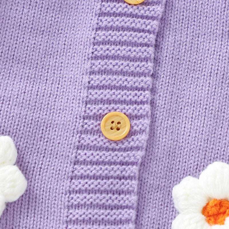 Baby Knit daisy Floral Romper | Soft Long Sleeve Newborn Outfit