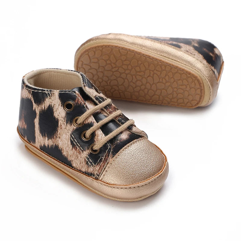 Baby Girl Leopard Print Shoes – Animal Print Soft Sole First Walkers