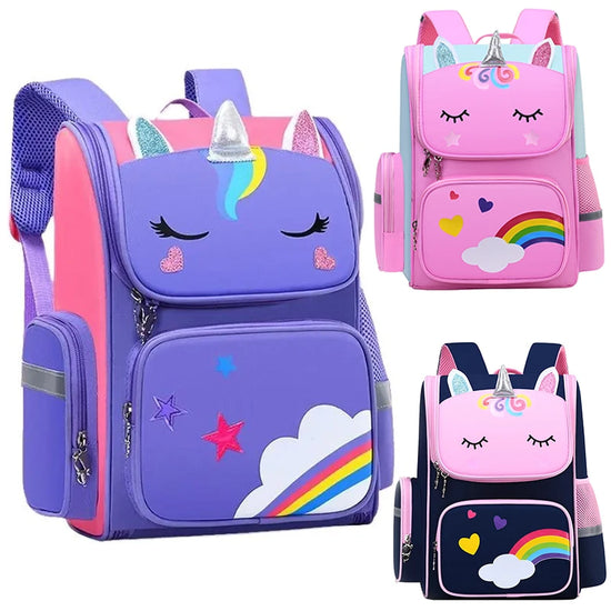 Magical Unicorn Backpack for Girls – Rainbow & Cloud Design | Cute School Bag for Kids